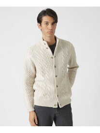 ランダムケーブル柄スタンドカラーカーディガン Paul Stuart ポール・スチュアート トップス ニット パープル ホワイト ネイビー【送料無料】[Rakuten Fashion]