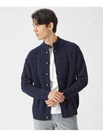 ランダムケーブル柄スタンドカラーカーディガン Paul Stuart ポール・スチュアート トップス ニット パープル ホワイト ネイビー【送料無料】[Rakuten Fashion]