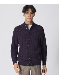 ランダムケーブル柄スタンドカラーカーディガン Paul Stuart ポール・スチュアート トップス ニット パープル ホワイト ネイビー【送料無料】[Rakuten Fashion]