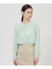 【ウォッシャブル】格子モノグラムプリント ブラウス Paul Stuart ポール・スチュアート トップス シャツ・ブラウス ネイビー ベージュ グリーン【送料無料】[Rakuten Fashion]