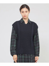 【ウォッシャブル】アランニット ジレ Paul Stuart ポール・スチュアート トップス ニット ネイビー レッド【送料無料】[Rakuten Fashion]