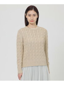 【ウォッシャブル】シークインコットン プルオーバー Paul Stuart ポール・スチュアート トップス ニット パープル ホワイト ベージュ【送料無料】[Rakuten Fashion]