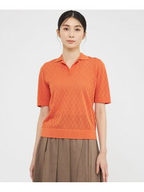 【ウォッシャブル】メッシュアーガイル プルオーバー Paul Stuart ポール・スチュアート トップス ニット オレンジ ホワイト ブラウン【送料無料】[Rakuten Fashion]