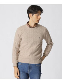 【WEB・一部店舗限定】ミニケーブル柄クルーネックセーター Paul Stuart ポール・スチュアート トップス ニット ブルー ベージュ ネイビー【送料無料】[Rakuten Fashion]