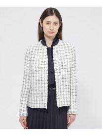 プレシャスグリッターツイード ジャケット Paul Stuart ポール・スチュアート ジャケット・アウター ノーカラージャケット ホワイト【送料無料】[Rakuten Fashion]