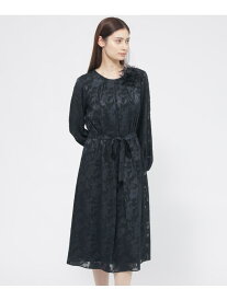 【ウォッシャブル】シフォンカットジャカード ワンピース Paul Stuart ポール・スチュアート ワンピース・ドレス ワンピース ネイビー【送料無料】[Rakuten Fashion]