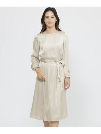 【SALE／37%OFF】【ウォッシャブル】バックジョーゼットサテン ワンピース Paul Stuart ポール・スチュアート ワンピース・ドレス ワンピース ベージュ ネイビー【RBA_E】【送料無料】[Rakuten Fashion]