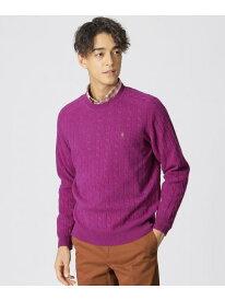 【SALE／30%OFF】ケーブル柄カシミヤ混クルーネックセーター Paul Stuart ポール・スチュアート トップス ニット ネイビー ブルー イエロー パープル【RBA_E】【送料無料】[Rakuten Fashion]