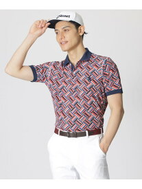 【GOLF】ジオメトリックポリエステルカノコポロシャツ(吸水速乾・UVカット) Paul Stuart ポール・スチュアート トップス ポロシャツ レッド ブラック【送料無料】[Rakuten Fashion]