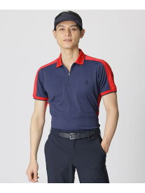 【SALE／70%OFF】【GOLF】カミフバイカラージップポロシャツ(吸水速乾・UVカット) Paul Stuart ポール・スチュアート トップス ポロシャツ ブラック ブルー【RBA_E】【送料無料】[Rakuten Fashion]