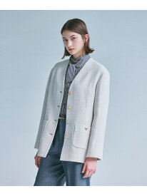 【SALE／34%OFF】【Precious掲載】ソフトウールツイード ジャケット Paul Stuart ポール・スチュアート ジャケット・アウター ノーカラージャケット グレー ホワイト【RBA_E】【送料無料】[Rakuten Fashion]