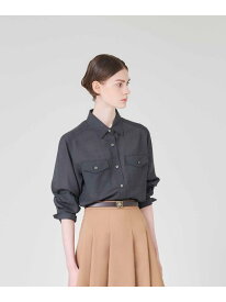 【ウォッシャブル】ウールボイル ブラウス Paul Stuart ポール・スチュアート トップス シャツ・ブラウス ブラウン グレー【送料無料】[Rakuten Fashion]