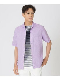 【SALE／53%OFF】先染めフレンチリネンシャンブレー半袖シャツ Paul Stuart ポール・スチュアート トップス シャツ・ブラウス ブルー イエロー ホワイト パープル【RBA_E】【送料無料】[Rakuten Fashion]