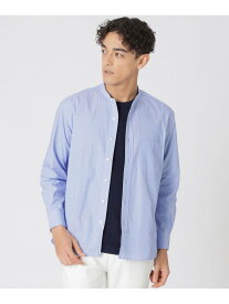 ハケメバンドカラーシャツ Paul Stuart ポール・スチュアート トップス シャツ・ブラウス ブルー ホワイト【送料無料】[Rakuten Fashion]