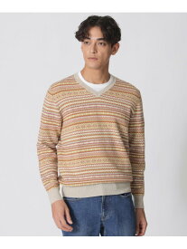 フェアアイル柄Vネックセーター Paul Stuart ポール・スチュアート トップス ニット ベージュ グレー【送料無料】[Rakuten Fashion]