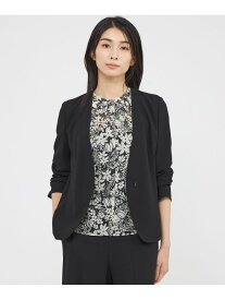 【ウォッシャブル】ライトジョーゼット ジャケット Paul Stuart ポール・スチュアート ジャケット・アウター ノーカラージャケット ベージュ ブラック【送料無料】[Rakuten Fashion]