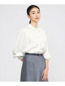 【ウォッシャブル】ストレッチダブルサテン ブラウス Paul Stuart ポール・スチュアート トップス シャツ・ブラウス ホワイト【送料無料】[Rakuten Fashion]