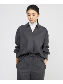 【eclat掲載】【防しわ性】ウォッシャブルストレッチ ブラウス Paul Stuart ポール・スチュアート トップス シャツ・ブラウス グレー ホワイト【送料無料】[Rakuten Fashion]