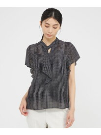 【ウォッシャブル】格子プリント ブラウス Paul Stuart ポール・スチュアート トップス シャツ・ブラウス ブルー ネイビー【送料無料】[Rakuten Fashion]