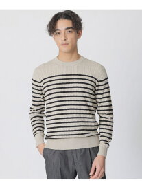 ボーダー柄ケーブルクルーネックセーター Paul Stuart ポール・スチュアート トップス ニット ベージュ ネイビー【送料無料】[Rakuten Fashion]