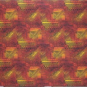 赤のハワイアンファブリック タパ・グラデーション柄 fab-2838RD ハワイアン生地 TC ポリコットン 【4ヤードまでメール便可】