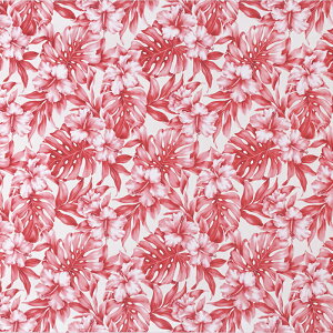 ハワイアンファブリック 赤 ハイビスカス モンステラ 柄 fab-2911RD【4ヤードまでメール便可】