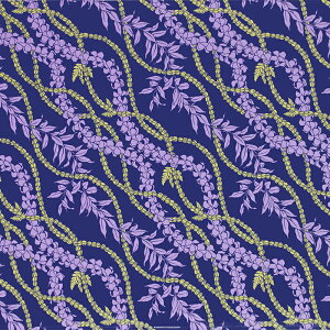 ハワイアンファブリック 紫 プルメリアレイ マイレ 柄 fab-2917PP【4ヤードまでメール便可】