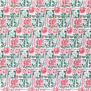 ハワイアンファブリック 赤 ハイビスカス パネル柄 fab-2944RDGN 【4ヤードまでメール便可】