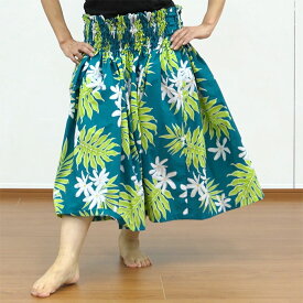 ヒスイ色のパウスカート　ティアレ・ラウアエ柄 spau-2866JD サイズが選べる フラダンス衣装