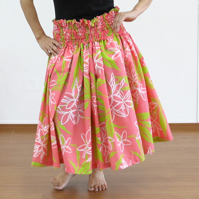 パウスカート ピンク プルメリア ティリーフ spau-2889Pi サイズが選べる フラダンス衣装