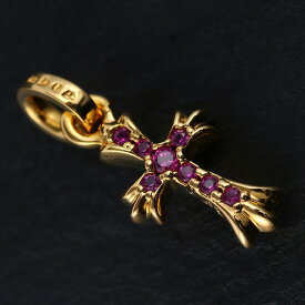 メンズ ネックレス ゴールド ベイビーファット クロス チャーム ルビー カラー 22KゴールドGP 誕生日 プレゼント お兄系 アクセサリー シルバー 彼氏 人気 ブランド ゴルフ 忘年会 景品