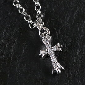 メンズ ネックレス ホワイトゴールド 18K GP タイニー クロスファット チャーム 十字架 ジュエリー 誕生日 プレゼント アクセサリー シルバー 彼氏 ゴルフ 忘年会 景品
