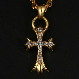 メンズ ネックレス ゴールド スモール クロス ペンダント パヴェ ベイル 22KGP ジュエリー 贈り物 誕生日 お兄系 アクセサリー シルバー 彼氏 ブランド ゴルフ 忘年会 景品