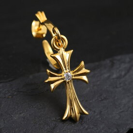 メンズ ピアス ゴールド クロスフープピアス 22K ゴールドGP 十字架 ジュエリー 贈り物 誕生日 アクセサリー シルバー 彼氏 人気 ブランド クロス ゴルフ 忘年会 景品