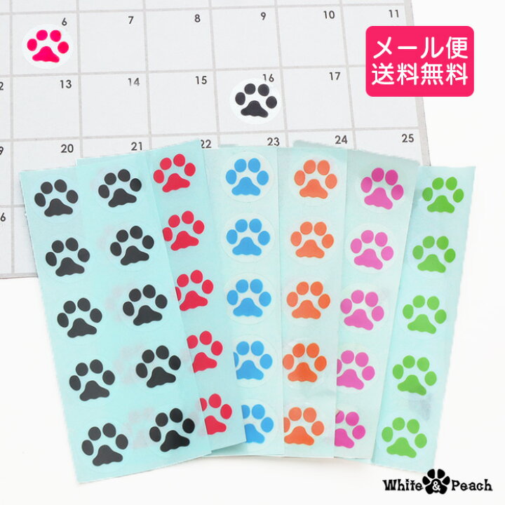 楽天市場 メール便送料無料 透明版当店オリジナル 肉球ミニシールセット 6種類 猫シール 犬シール 肉球シール 足跡 あしあと ホワイトアンドピーチ 肉球雑貨ホワイトアンドピーチ