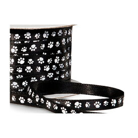 【月間優良ショップ受賞】1m売 幅5mm 肉球サテンリボン（細）アメリカ直輸入 ラッピング 猫柄 犬柄