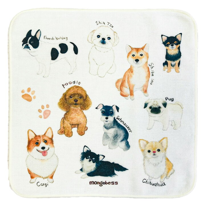 楽天市場】【月間優良ショップ受賞】mongobess 犬柄 ハンカチ（ワンコ  