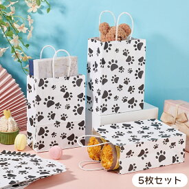 肉球紙袋 ギフトバッグ 5枚入 犬柄 足跡 あしあと 足あと 猫柄 プレゼント