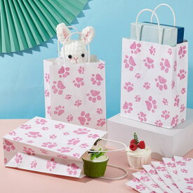 肉球紙袋バッグ（ピンク）5枚入 足跡 あしあと 猫柄 犬柄 足あと ネコ柄 ギフト袋 ギフトバッグ