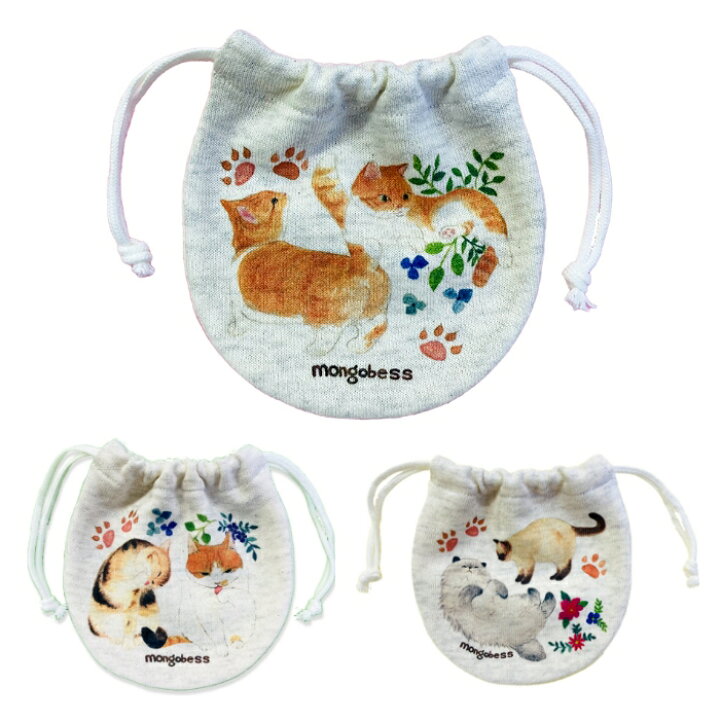 楽天市場】mongobess 猫巾着S モンゴベス トラ猫 キジトラ シャム猫 