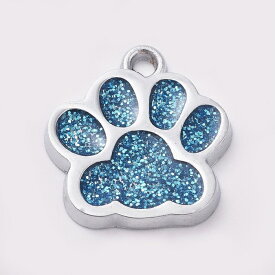 肉球エナメルチャーム 5個 アクセサリーパーツ 材料 足跡 猫柄 犬柄 あしあと 足あと シルバー