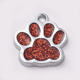 肉球エナメルチャーム 5個 アクセサリーパーツ 材料 足跡 猫柄 犬柄 あしあと 足あと シルバー