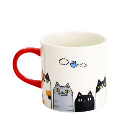 猫3兄弟 マグカップ 背のび 顔 猫柄 猫三兄弟 コップ 食器