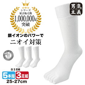 五本指ソックス メンズ 3足組 消臭 抗菌 銀イオン PAX-ASIAN 銀マジック 810W ホワイト 白 25cm-27cm 綿混 ワークソックス 5本指 丈夫 吸汗 紳士 男性 作業用 靴下 セット