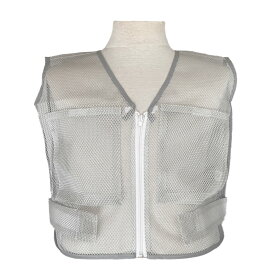 冷却ベスト アイスベスト 体を冷やすグッズ 保冷剤ポケット 冬はカイロ 4箇所ポケット グレー 1枚 前面ファスナー フリーサイズ ファン付ウエアインナー 屋外作業 屋内作業 ひんやり 農業 建築業 フィッシング