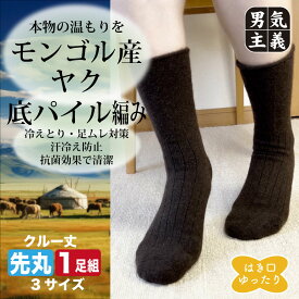 【P5倍&最大500円オフCP】モンゴル産 ヤク ウールソックス 履き口ゆったり 締め付けない 靴下 メンズ レディース 厚手 底パイル ヤクウール 99%以上 冷えとり 保温 ルームソックス
