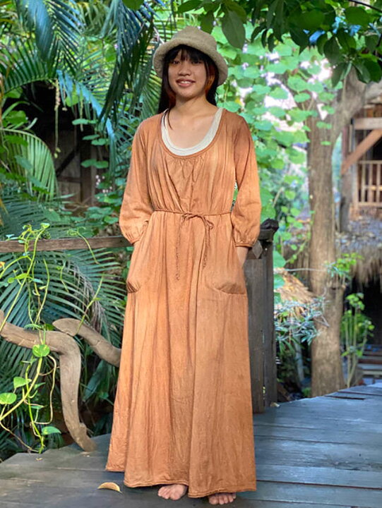 楽天市場】asana ヘンプコットン 厚手 ポケット ロング ワンピース  