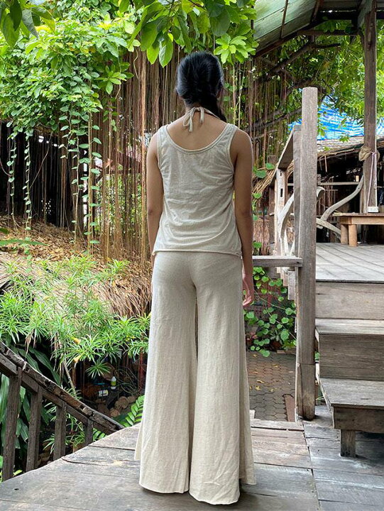 楽天市場】asana ヘンプコットン 厚手 フレアーパンツ＜きなり＞麻  