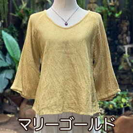 【新着】【新色5】asana ヘンプコットン 厚手 スリムTシャツ＜草木染め＞ 半袖 レディース エスニック ファッション アジアン