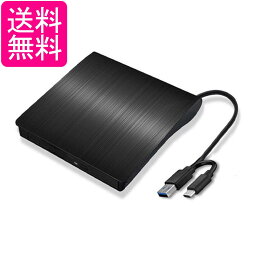 外付け DVD CDドライブ USB3.0＆Type-C両対応 高速データ転送 静音設計 薄型ポータブルデザイン Windows/Mac OS対応 ブラック (管理S) 送料無料